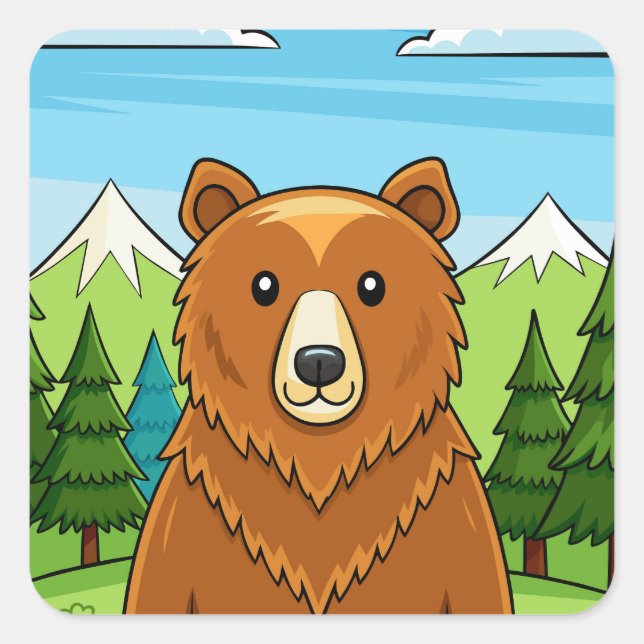 Bear Square Sticker (Front)