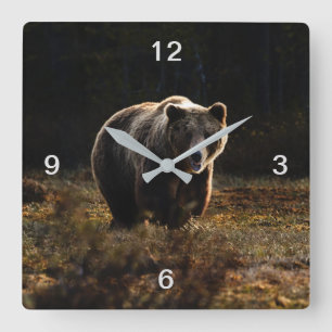 Bear Square Wall Clock