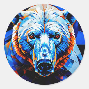Bear Stained Glass Classic Round Sticker