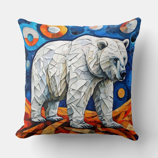 Bear Stained Glass Throw Pillow (Front)