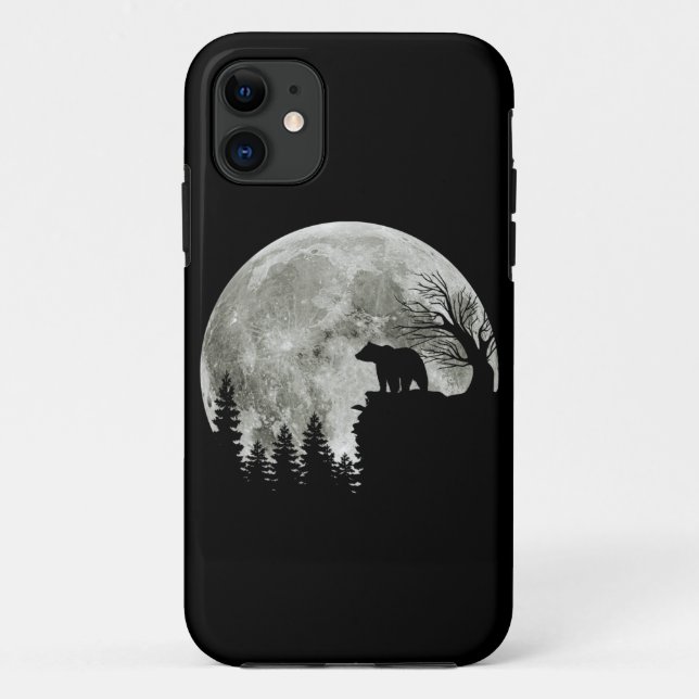 Bear Stand On Mountain Spooky Halloween Moon Case-Mate iPhone Case (Back)