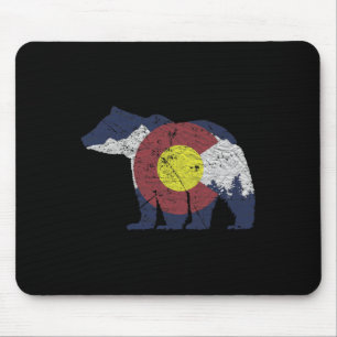 Bear State Flag Colorado Rocky Mountains Skiing As Mouse Pad