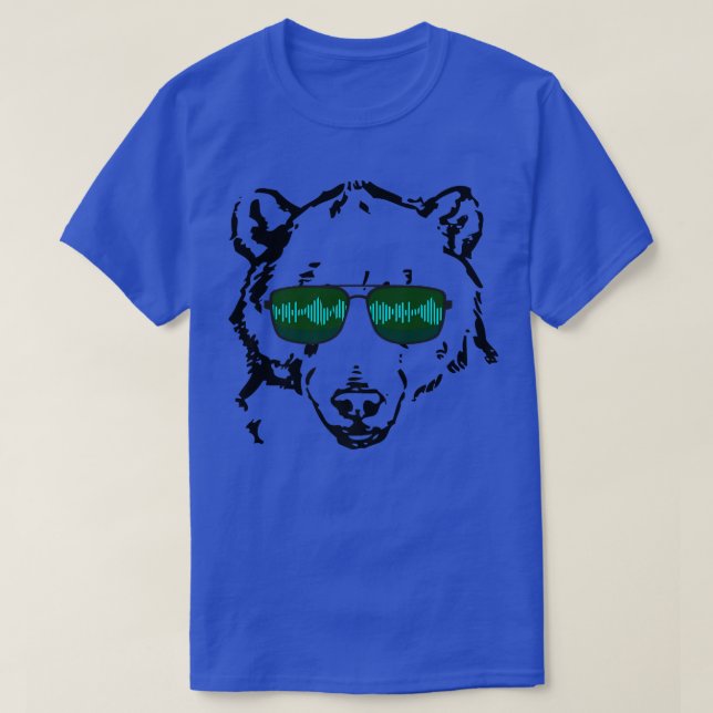 Bear Sunglasses Sound Waves Cool Funny Premium  T-Shirt (Design Front)
