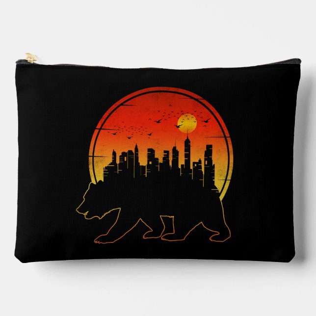 Bear Sunset City Accessory Pouch (Front)