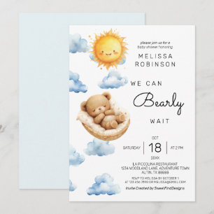 Bear Sunshine Baby Boy Shower Invitation