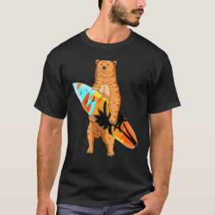Bear Surfer Surfboard Beach Summer Waves Surf Surf T-Shirt