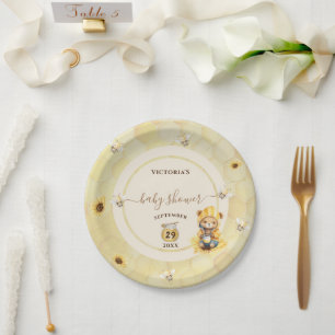 Bear Sweet Honey Bee Baby Shower Paper Plate