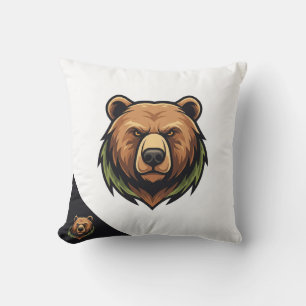 bear t-shirt logo throw pillow