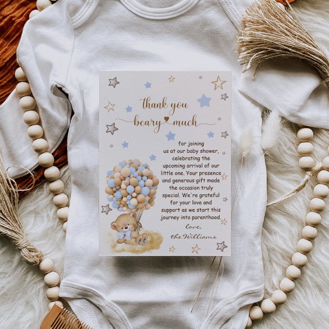 Bear Thank You Beary Much Vintage Baby Shower Card (Creator Uploaded)