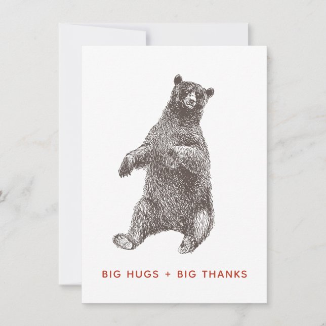 Bear Thank You Card, Big Hugs Card (Front)