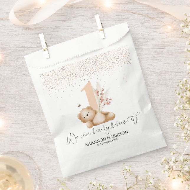 Bear & The Bee First Birthday Favour Bag (Clipped)