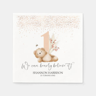 Bear & The Bee First Birthday Napkin