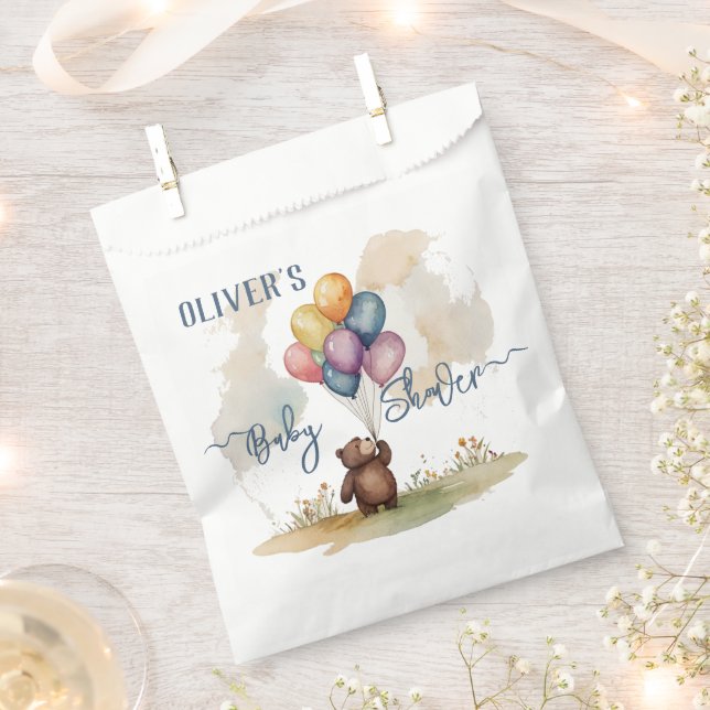 Bear Themed Gender Neutral Baby Shower Favour Bag (Clipped)
