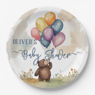 Bear Themed Gender Neutral Baby Shower Paper Plate