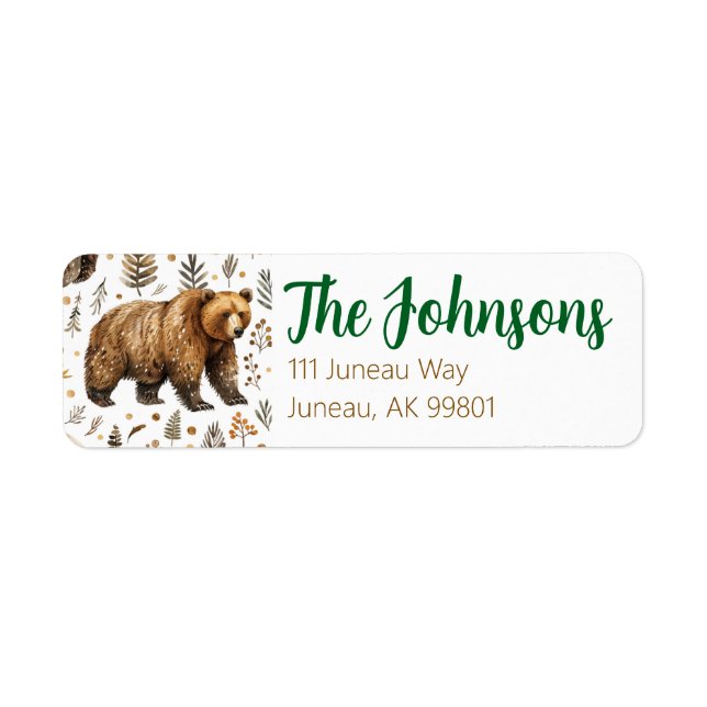 Bear Themed Personalized Address Labels (Front)