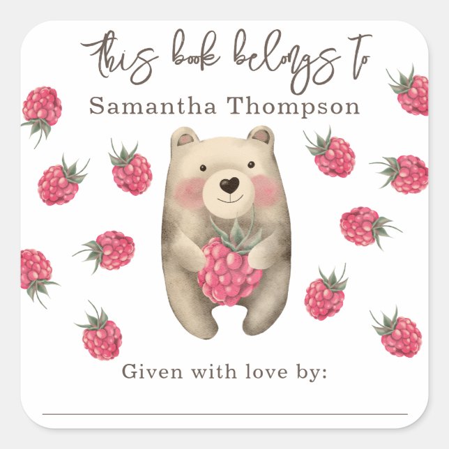 Bear - this book belongs to square sticker (Front)