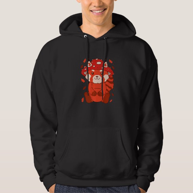 Bear Toadstool Hat Autumn Cat Bear Red Panda   Hoodie (Front)