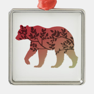 Bear Tree Metal Ornament
