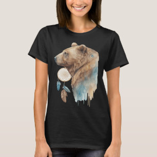 Bear Tribal Watercolor Bear Dream Catcher T-Shirt