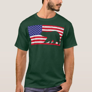 Bear USA Patriotic American Flag Men Women Kids Bo T-Shirt