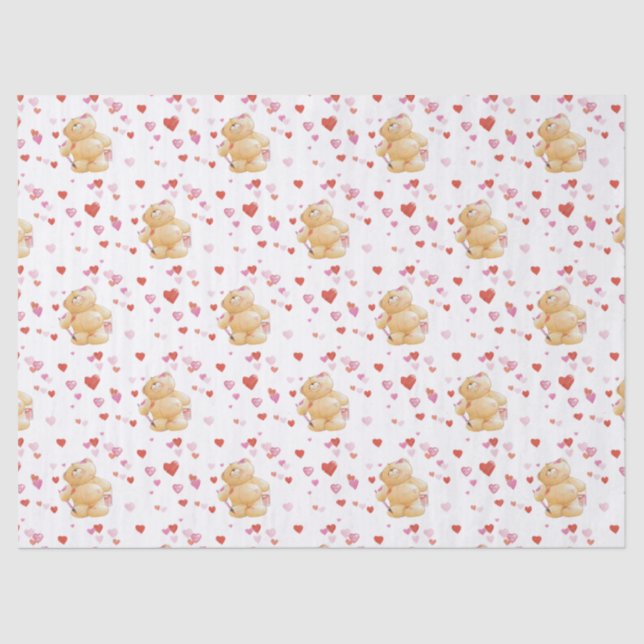 Bear Valentine's Day Tissue Paper (Front)