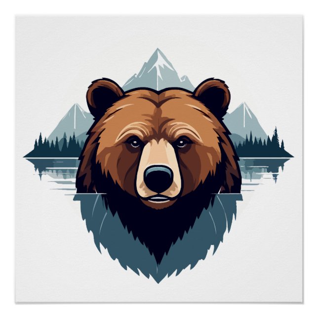 Bear Vector Art Animal Modern Urban City Graphic  Poster (Front)