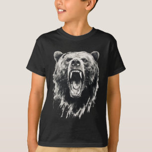 Bear Vintage Angry Grizzly Bear Hiking Camping Cam T-Shirt