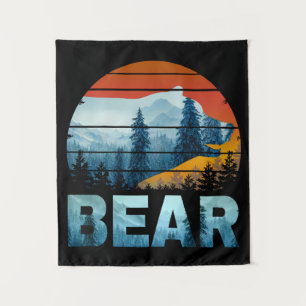 BEAR VINTAGE NATURE WILD FOREST SUNSET TAPESTRY
