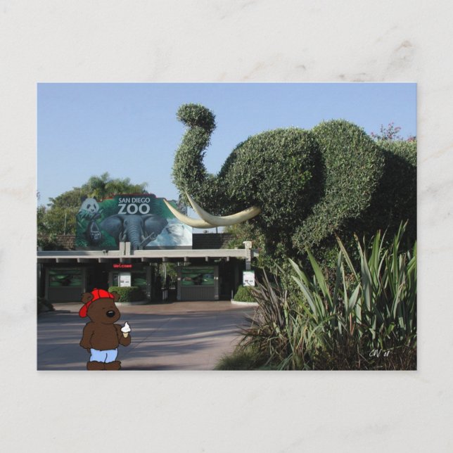 'Bear Visits Family' CA Postcard (Front)