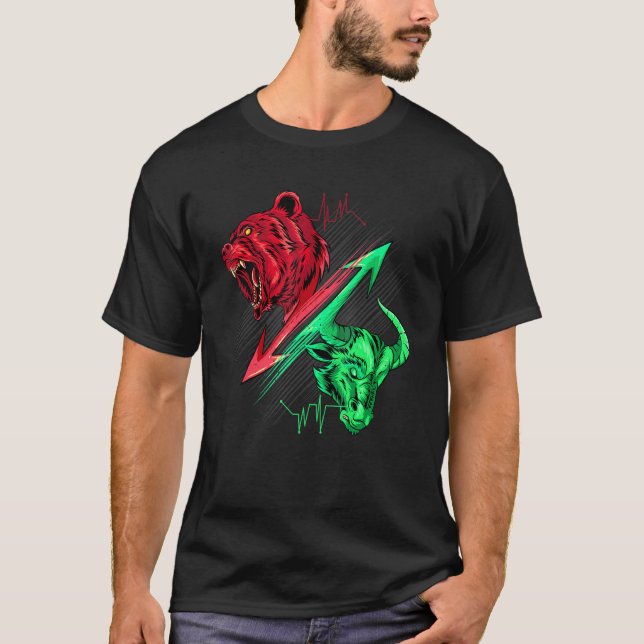 Bear Vs. Bull Stock Chart Analysis Cryptocurrency  T-Shirt (Front)