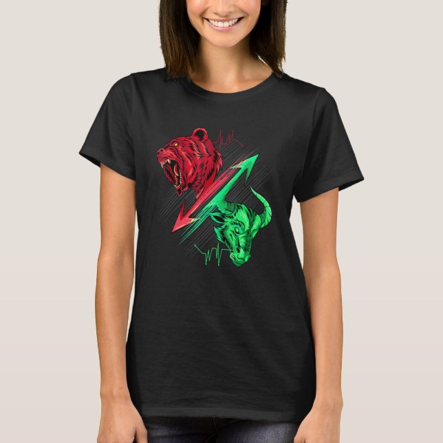 Bear Vs. Bull Stock Chart Analysis Cryptocurrency  T-Shirt (Front)