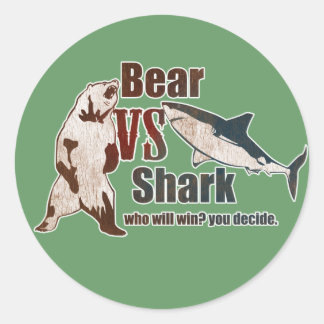 Bear vs. Shark. Who will win? you decide. Classic Round Sticker