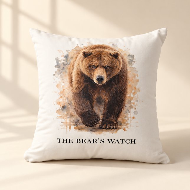 Bear Watch Mountain Den Accent Throw Pillow (Creator Uploaded)