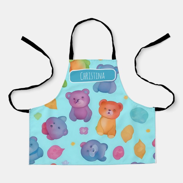 Bear Watercolor Colourful Personalized Pattern Apron (Front)