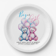 Bear Watercolor Gender Reveal Party Boy or Girl