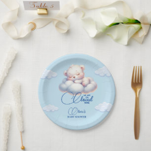 Bear We are on cloud nine Baby Shower Paper Plate