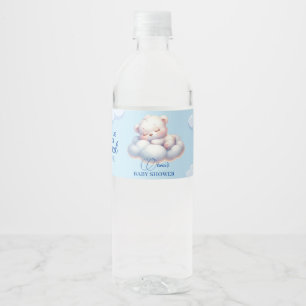 Bear We are on cloud nine Baby Shower Water Bottle Label