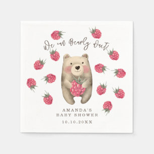Bear - we can bearly wait baby shower napkin
