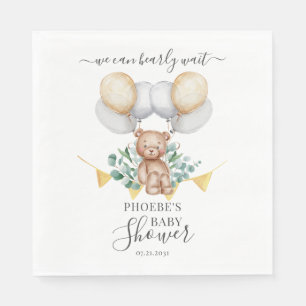Bear We Can Bearly Wait Eucalyptus Baby Shower Napkin