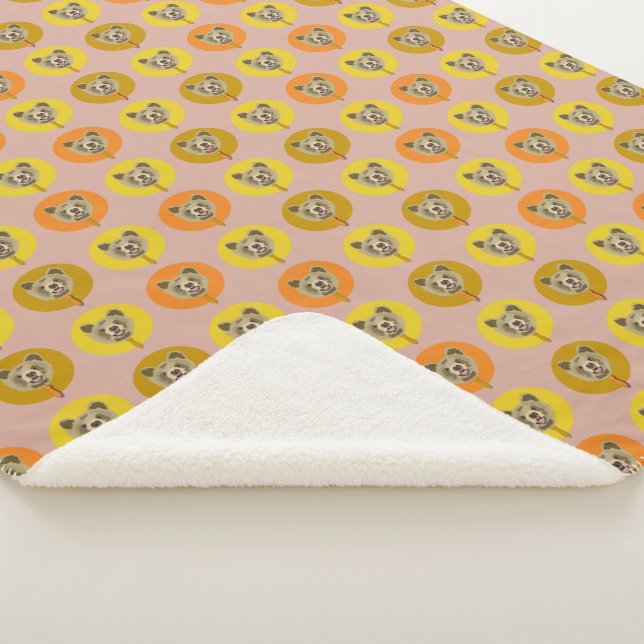 bear wear tie pattern sherpa blanket (3/4)