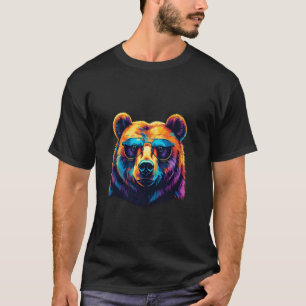 Bear Wearing Sunglasses Wildlife Graphic Colourful T-Shirt