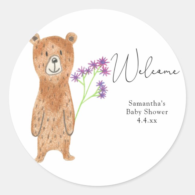 Bear Welcome Classic Round Sticker (Front)