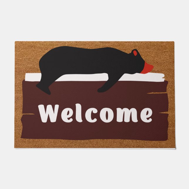 Bear Welcome Mat, Bear Doormat, Bear Lover Gift Doormat (Front)