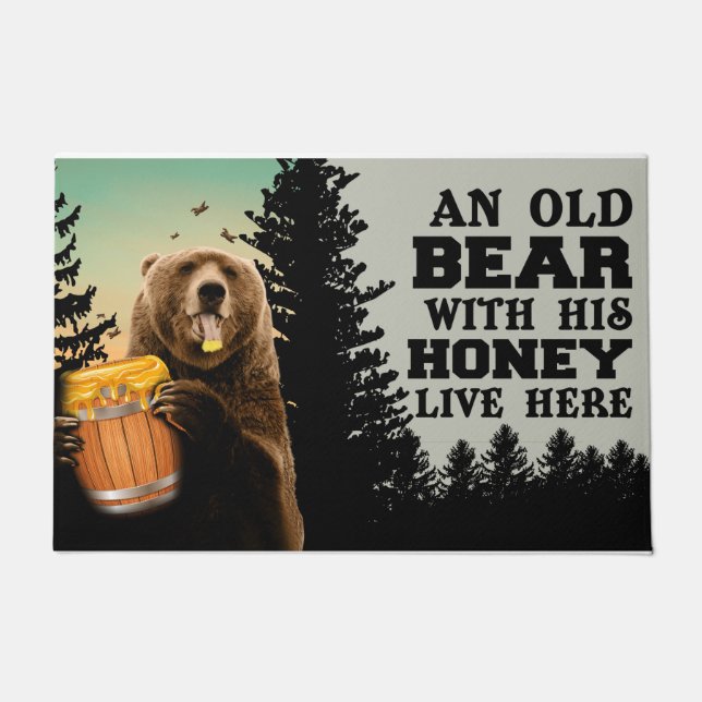 Bear Welcome Mat, Bear Doormat, Bear Lover Gift Doormat (Front)