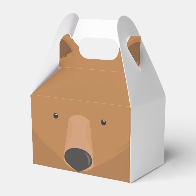 Bear White Brown Animal Favor Box (Front Side)