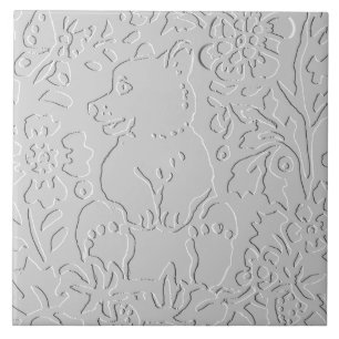 Bear White Grey Black Embossed Woodland Animal Tile