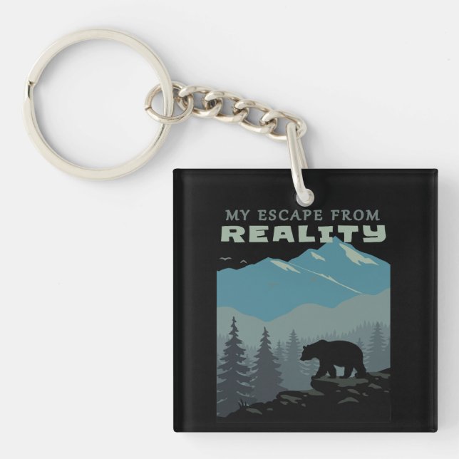 Bear Wildlife Mountains Camp Escape From Reality Keychain (Front)