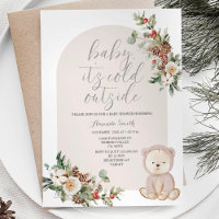 Bear Winter Berries Snowflakes Trees Baby Shower