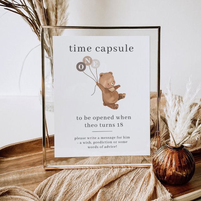Bear with 3 Brown Balloons Time Capsule Poster (Creator Uploaded)