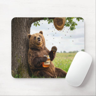 Bear With a Jar of Honey Mouse Pad